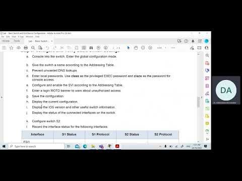 Lab 3 (Part 1d): Basic Switch and End Device Configuration
