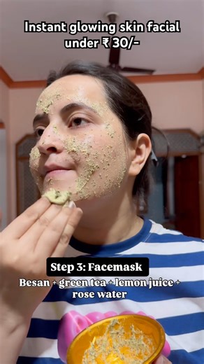 Instant glowing skin facial under ₹ 30/- #ytshorts #shorts #brightskin #facialathomestepbystep #yt