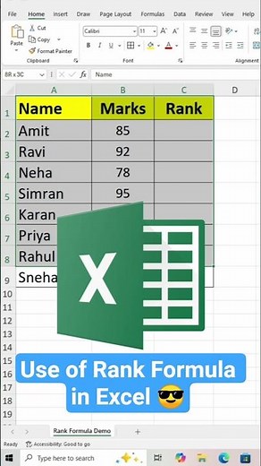 Use of Rank Formula in Excel 😎||Advance Excel🔥||#excel #exceltutorial #msoffice