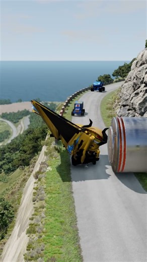 One Second From Destruction! 😱🚗 Lightning McQueen vs Giant Roller – BeamNG Drive