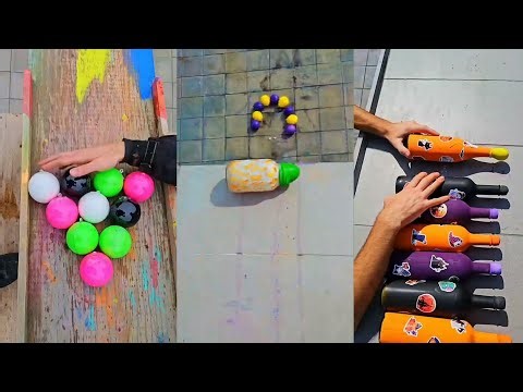 🍾🔥Throwing Bottle On Stairs | 🇺🇲Crushing crunchy & soft things | Glass bottle breaking