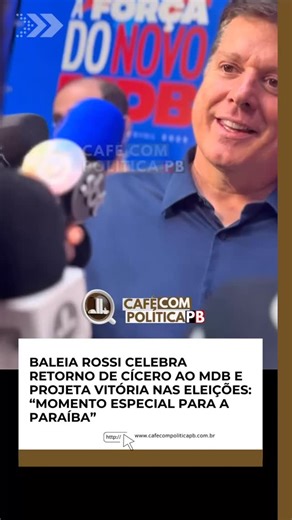 CAFÉ COM POLÍTICA PB | ☕️ on Instagram: "Durante o evento de filiação do prefeito Cícero Lucena ao MDB, realizado em João Pessoa, o presidente nacional da sigla, Baleia Rossi, destacou que o retorno do gestor representa um momento de grande relevância e expectativa de vitória para o partido nas eleições de 2026. Baleia classificou o ato como histórico, ressaltando a grande mobilização de lideranças e apoiadores, algo que, segundo ele, demonstra o prestígio e a credibilidade política de Cícero. O