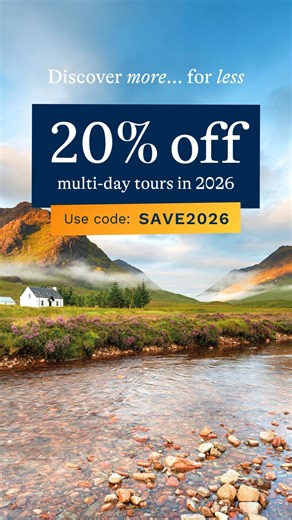 Discover more for less in 2026 - Save 20% on multi-day tours with Rabbie’s! 🌍✨ Explore the UK & Europe with Rabbie’s small groups, expert storyteller-guides, and off-the-beaten-path adventures. 🚌 Don’t miss out - Book by 16 Nov to secure your 2026 adventure! Use code SAVE2026. ⏳ | Rabbie's
