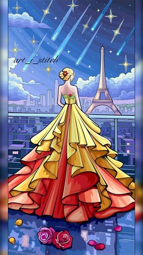 Coloring a Magical Golden Princess Dress Under Shooting Stars ✨🌠👗 #shorts