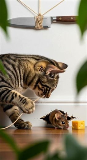 Shocking! Cat freezes like statue—trap is now a mind trick #Cats #Pets #Funny