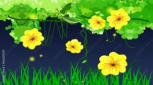 flowers and plants background and 2d animation, grass