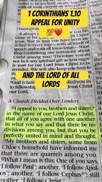 Appeal for unity 1 Corinthians 1.10💯🙏🏼