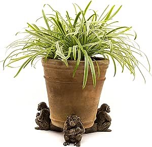 Potty Feet Chimpanzee Figures Plant Pot Feet - Handmade Planter Riser - Pot Support Feet - Handmade Yard Art Ornaments - 3pcs