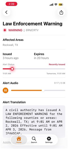 Texas Law Enforcement Warning Test (EAS 223)
