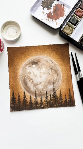 Realistic Moon Watercolor Painting Tutorial