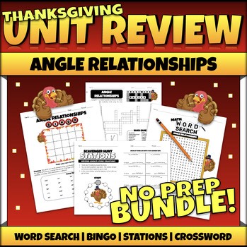 Turkey Math Activities Angle Relationships Review Worksheets Games