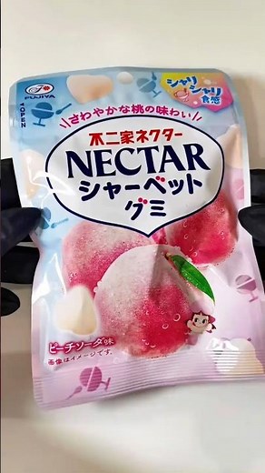 Fujiya NECTAR Sherbet Gummy Peach Soda Flavor Taste Test Review🍑✨ | Peach Soda Sherbet Gummy