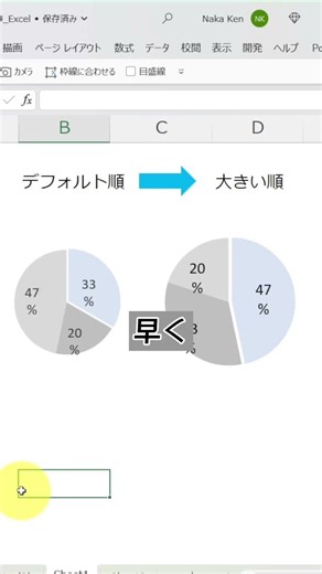 【Excel】え？それだけ？円グラフを大きい順に並び替える方法。 #shorts