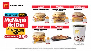 ¡Un buen desayuno, un buen día!�� ¡Empieza cada día con un buen desayuno ganador! Prueba el McMenú del Día por $3.25. McDonald’s El Salvador | ABC 100.1 FM