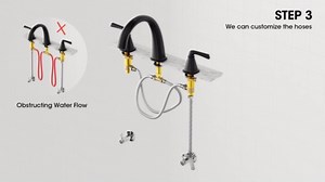 Roman Tub Faucet Gooseneck Tub Filler, Deck Mount Bath Tub Faucet Set 3 Hole High Flow, with Valve & Hose,12-21in Widespread