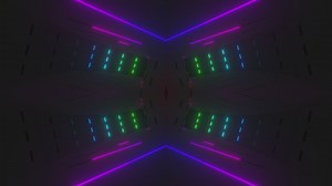 Colorful neon lights on the walls of a 3D space - Free Stock Video