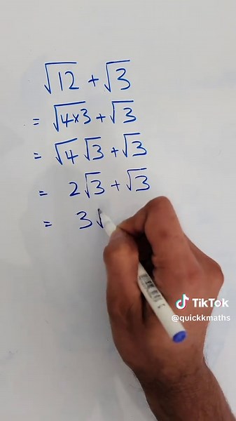 Adding square roots 🧐 #math #mathematics #quickmaths #school #maths #SAT #mathshack #mathstrick #tik #tiktokmath #tiktok #tiktokcollab #opentocollab #creator #mathscollab #educationcollab