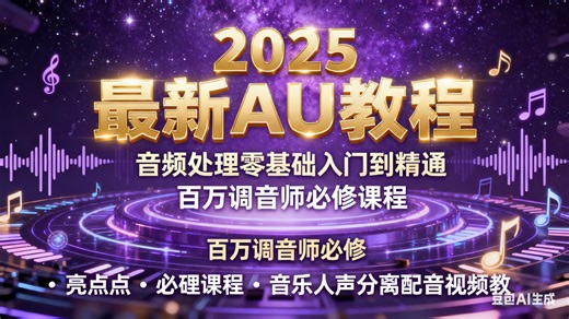 【2025最新AU教程】Audition保姆级教程 音频处理零基础入门到精通 百万调音师必修课程 音乐人声分离配音视频教学