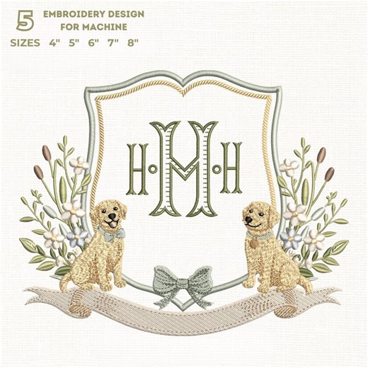 Dog Embroidery Designs With Monogram Font, Dog Frame, Puppy Floral Badge, Baby Name Hoop Design 6 Sizes, 11 Format BX Font Instant Download - Etsy