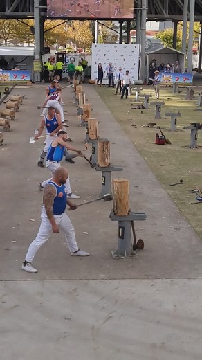 Wood Chopping Competition: Guy vs Machine - Wood Cutting with Axe