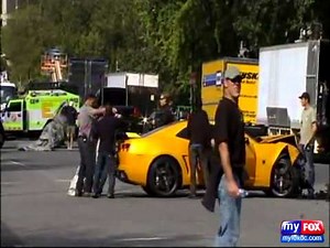 Transformers 3 - Bumblebee Crashes Into Real Police Car