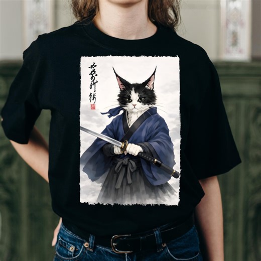 Samurai Cat PNG SVG | Japanese Warrior Cat Art | Anime Style Animal Illustration | Dark Aesthetic Pet Design - Etsy