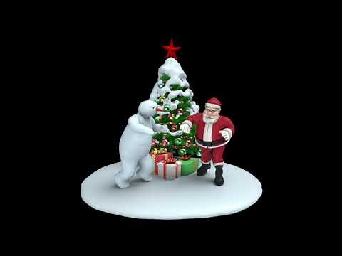 Dancing Snowman and Santa | Christmas Projection Loop