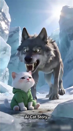 Buff Cat Dad VS Arctic Wolf! 😱 Baby Cat’s Snow Adventure (AI Funny Animation)#cat #kidsvideo #shorts