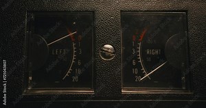 Sound level indicators of the vintage spool recorder