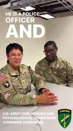 3.2K views · 122 reactions | MOS: Meet Our Soldiers! Brig. Gen. Andree Carter, deputy commanding general of the U.S. Army Civil Affairs and Psychological Operations Command (Airborne), sits down with Specialist White, a Civil Affairs Specialist with the 443rd Civil Affairs Battalion. #civilaffairs #nationaldefense #armysoldier #CallToService #ServeWithUs #MyArmyStory #WhyIServe #Army50K | U.S. Army Civil Affairs & Psychological Operations Command (Airborne) | Facebook
