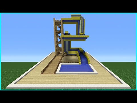 Minecraft Tutorial: How To Make A Bendy Water Slide (Mini Water Park)