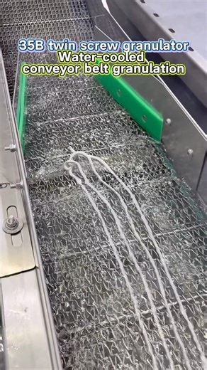 #extruder 35B Twin screw granulator water cooled conveyor belt granulation. #plasticmachinery