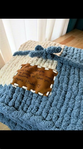 Personalized details make it one of a kind 🤍 Custom patch applied and ready for its new home. #fyp #SugarAndSage #handknitting #custompatch