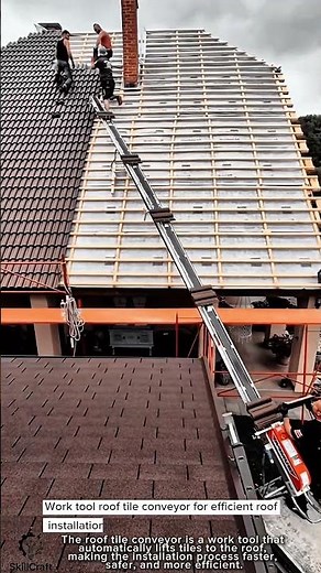 Work tool roof tile conveyor for efficient roof installation