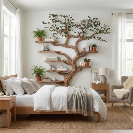 Black Tree Branch Wall Shelf – Mid Century Modern Floating Bookshelf – Nature Inspired Wall Decor – Living Room Storage - Etsy