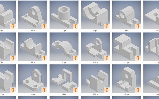 inventor三维建模57幅图基础练习，零基础学习讲解绘图三维数字化建模57幅图讲解，挑战57幅图两小时完成！