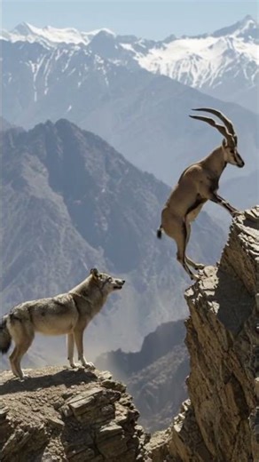 A Wolf Hunts, a Markhor Fights for Life#shorts