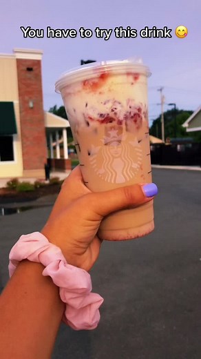 Delicious Strawberry Chai Tea with Cold Foam at Starbucks
