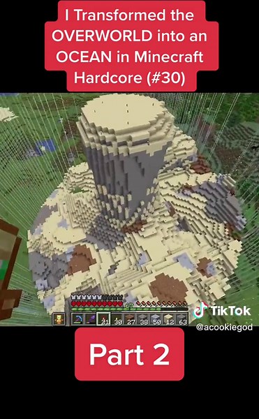 Transforming Overworld into Ocean in Minecraft Hardcore
