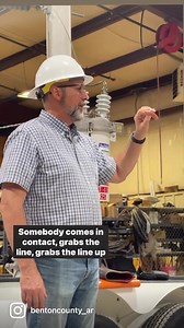 8.6M views · 106K reactions | What happens when a hot dog meets a power line? ⚡️Carroll Electric operators came to our road department to demonstrate safety around power lines. Long story short - never touch a downed power line even if it doesn’t look active. Stay safe Benton County! | Benton County, Arkansas Government | Facebook