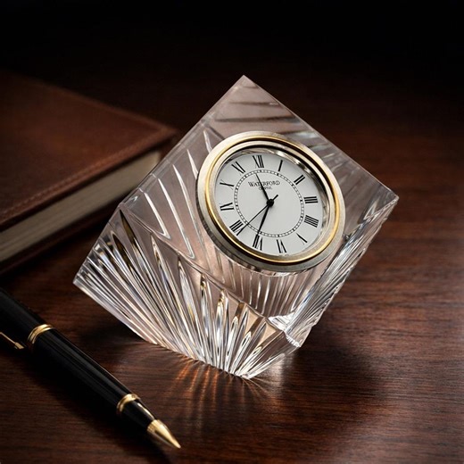 Waterford Crystal Desk Clock With Box • Working Seiko Insert • Crystal Cube Paperweight • Executive Gift • Wedding Anniversary - Etsy