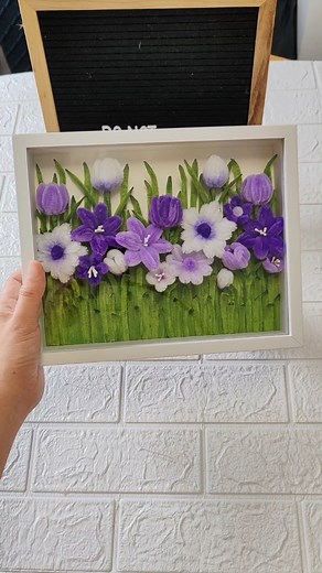 Creative Fuzzy Wire Flowers in Shadow Box Frame