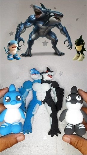 Italian Brainrot Color Mixing tralalero tralala and orcalero orcala cute turned into a monster clay