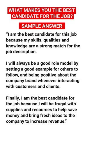 Best scripted answer for WHAT MAKES YOU THE BEST CANDIDATE FOR THE JOB? #interviewskills #jobs #howtomakemoneyonline #howtopassinterview #jobinterview #fypシviralシ2024 #interviewtips #interviewquestionsanswers #facebookpageviralreels | English Tuition