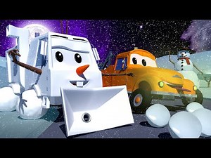 Sam OLAF SNOWMAN - Tom the Tow Truck's Paint Shop - Car City ! Cars and Trucks Cartoon for kids