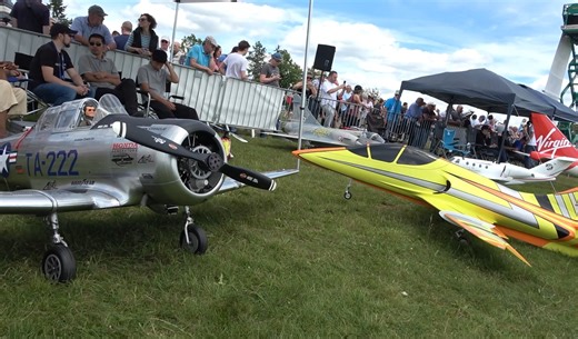 北美 AT-6 大型遥控模型在航模飞行展上飞行