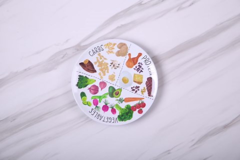 9" Portion Control Plate - Healthy Nutrition Plate for Adults and Teens, Melamine, Ideal for Weight Loss and Diabetes Management (4 Pack)