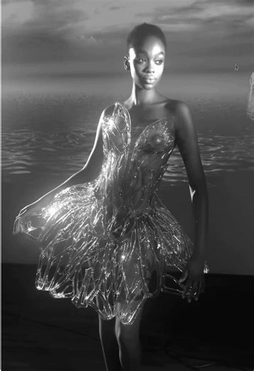 The 'Dimensionism' dress ~ seamlessly blown in glass, three-dimensionally, in collaboration with master glassblower Bernd Weinmayer.