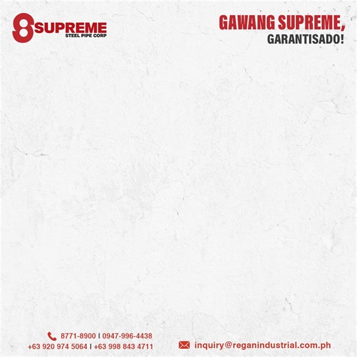 Price shouldn’t mean sacrificing quality— and with Supreme Steel Corp, it never does. 💪 We make sure every pipe, every bar, and every product meets the standards your projects deserve. Gawang Supreme, Garantisado! #SupremeSteelPipeCorp #GawangSupremeGarantisado #BuildInProgress | Supreme Steel Pipe Corp