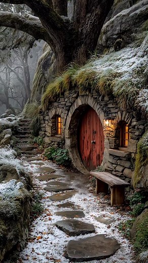 Mike on Instagram: "I wonder what lies inside this cozy little nook in the woods? For more relaxing reels, follow along @imaginativemike Made with Photoshop, AI. #wanderlust #naturelovers #cabin #cozyvíbes #cozyhome"